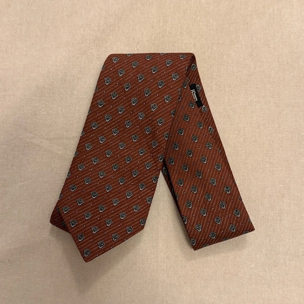 Lanvin Rust Geometric Pattern Tie